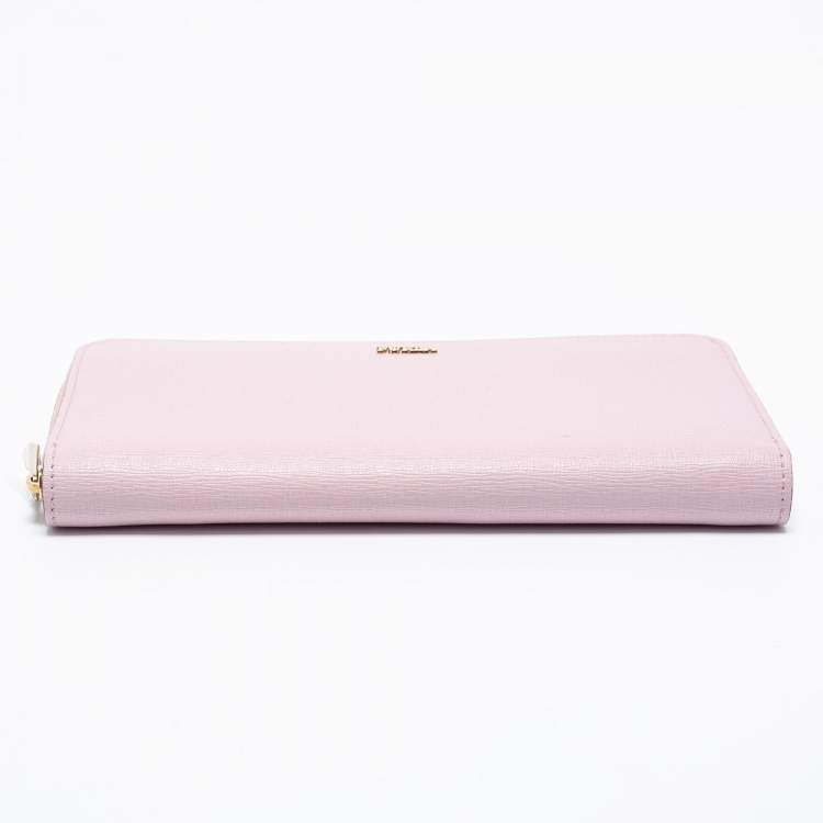 Pre Owned Furla Lilac Leather Zip Around Wallet