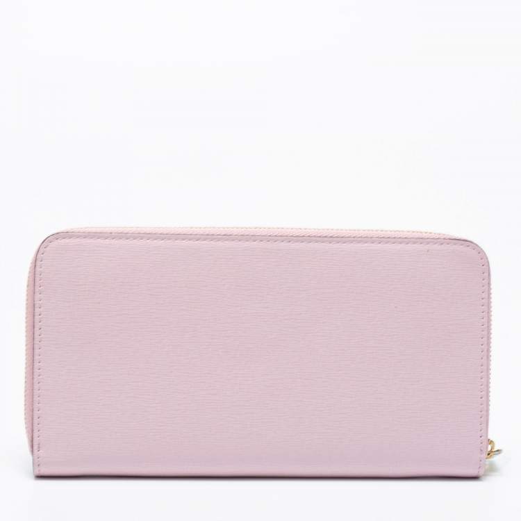 Pre Owned Furla Lilac Leather Zip Around Wallet