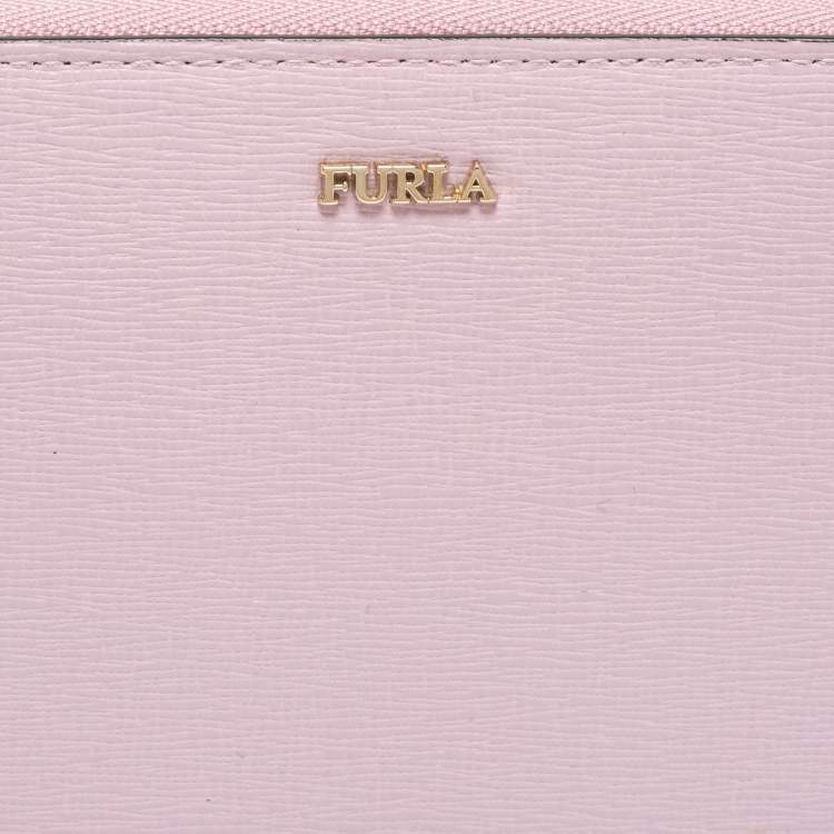 Pre Owned Furla Lilac Leather Zip Around Wallet