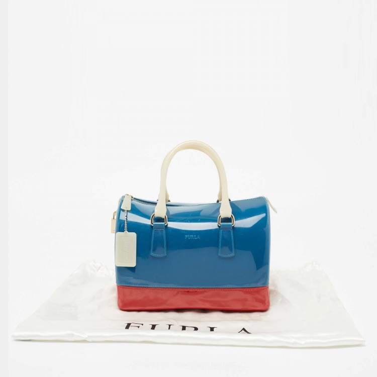 Pre Owned Furla Tri Color Rubber Medium Candy Satchel