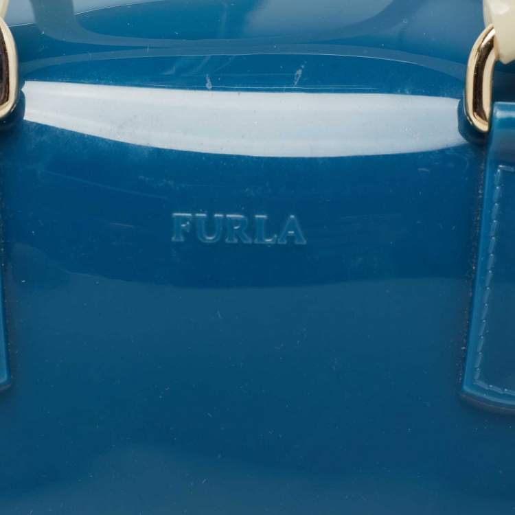 Pre Owned Furla Tri Color Rubber Medium Candy Satchel