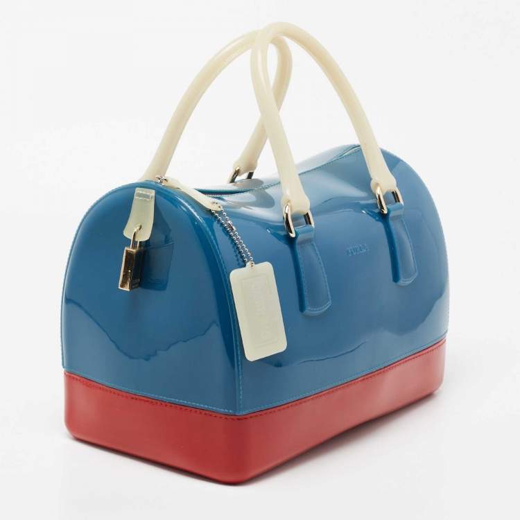Pre Owned Furla Tri Color Rubber Medium Candy Satchel