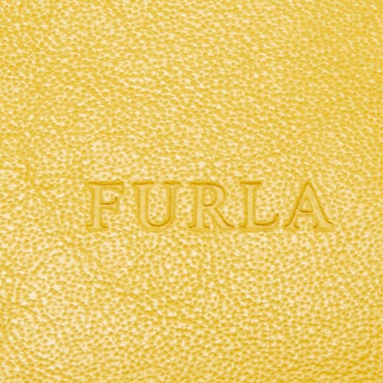 Pre Owned Furla Mustard Leather Drawstring Tote