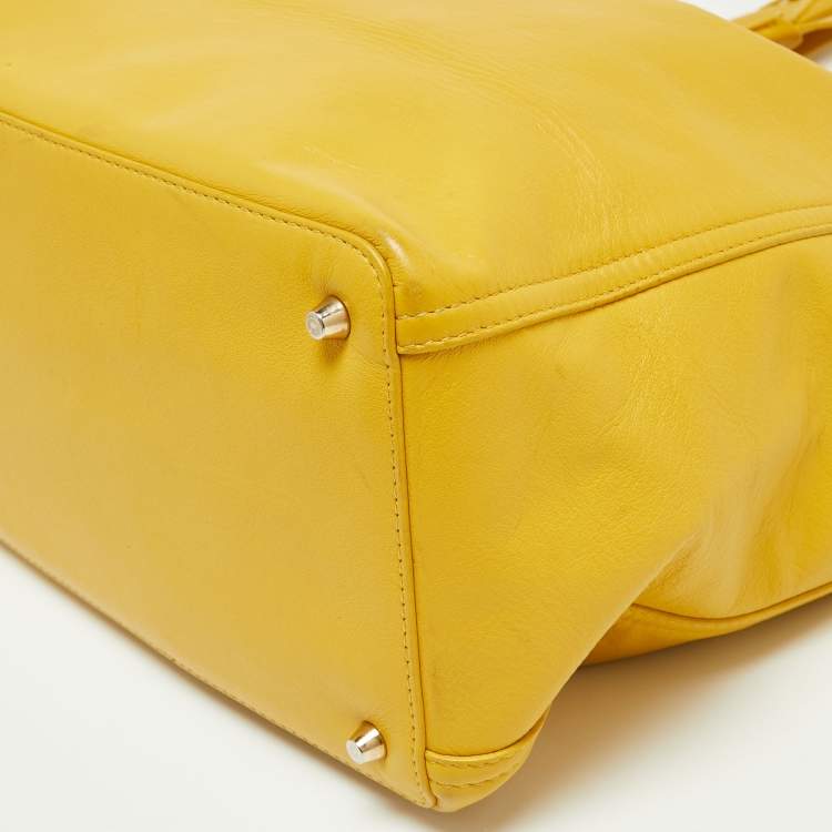 Pre Owned Furla Mustard Leather Drawstring Tote