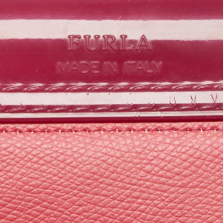 Pre Owned Furla Pink/Black Rubber and Leather Wow Candy Bon Bon Crossbody Bag