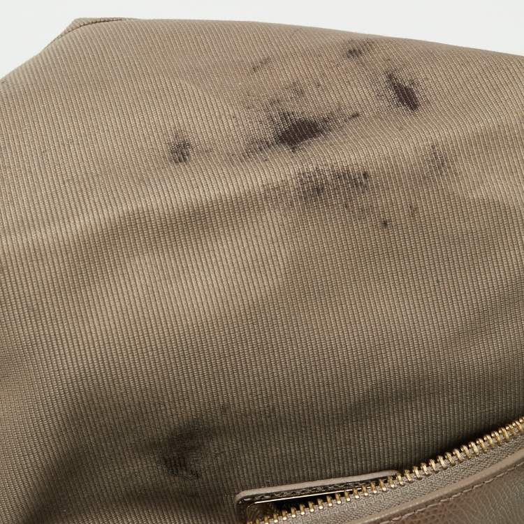 Pre Owned Furla Dark Beige Leather Piper Dome Satchel
