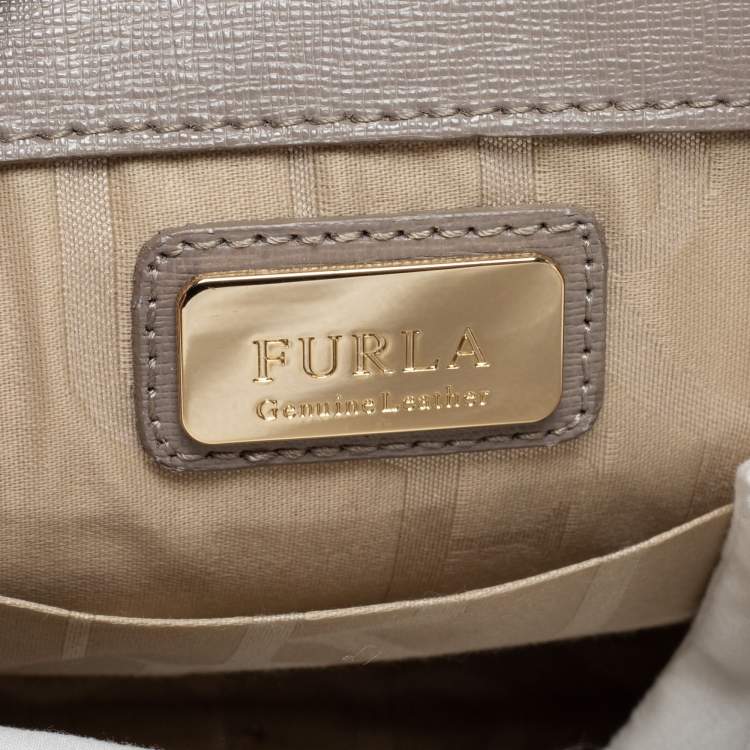 Pre Owned Furla Grey Leather Julia Top Handle Bag