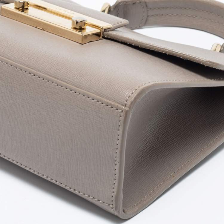 Pre Owned Furla Grey Leather Julia Top Handle Bag
