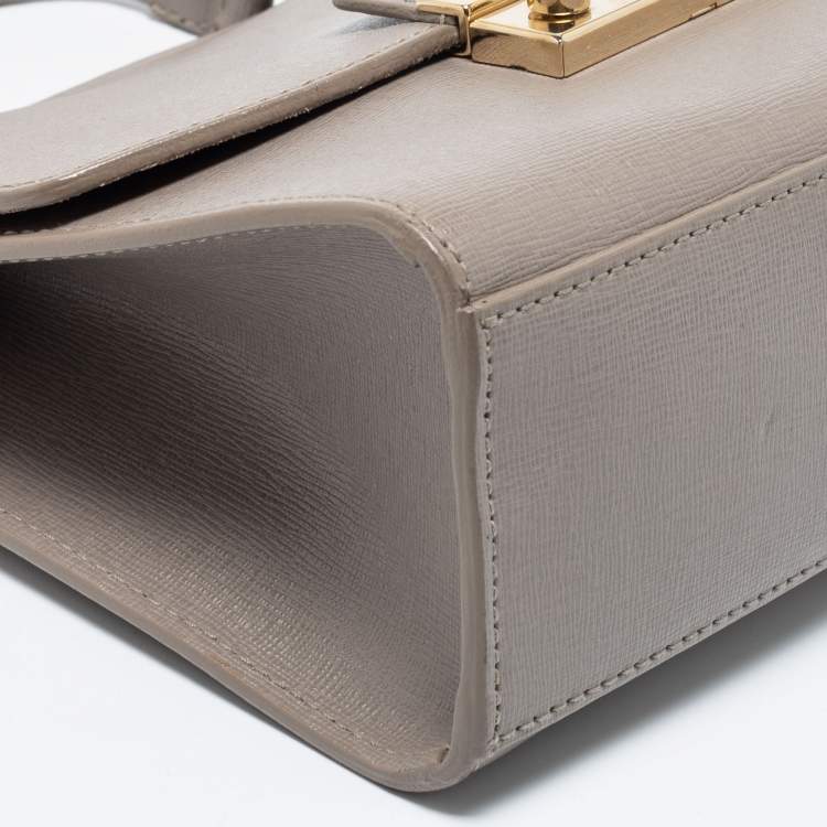Pre Owned Furla Grey Leather Julia Top Handle Bag