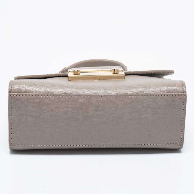 Pre Owned Furla Grey Leather Julia Top Handle Bag