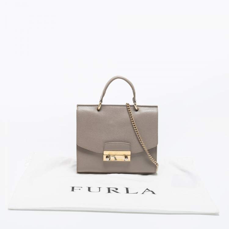 Pre Owned Furla Grey Leather Julia Top Handle Bag