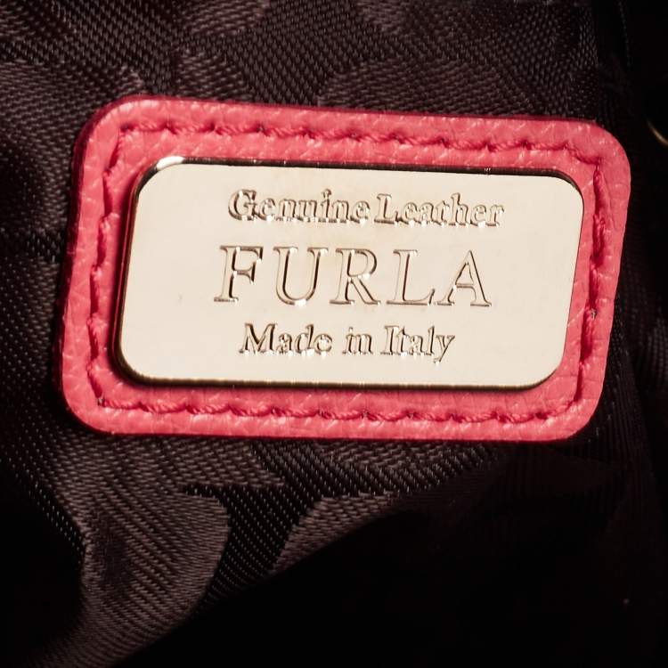 Pre Owned Furla Coral Pink Leather Piper Dome Satchel