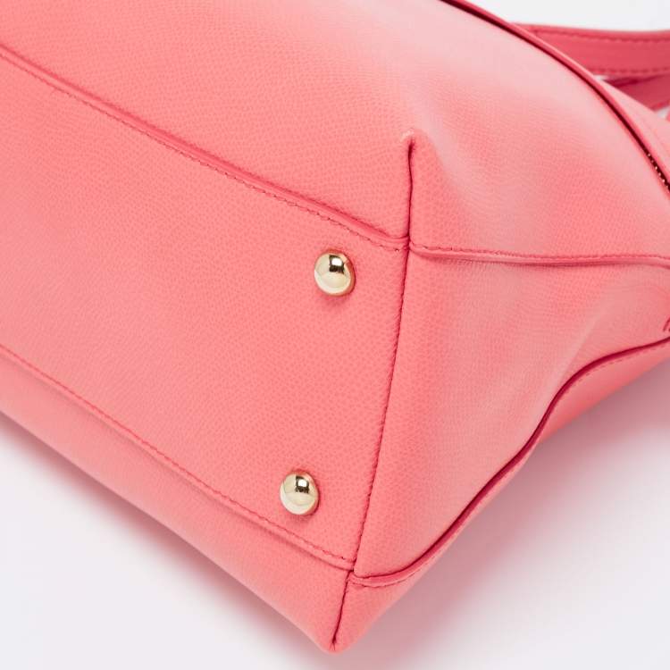 Pre Owned Furla Coral Pink Leather Piper Dome Satchel