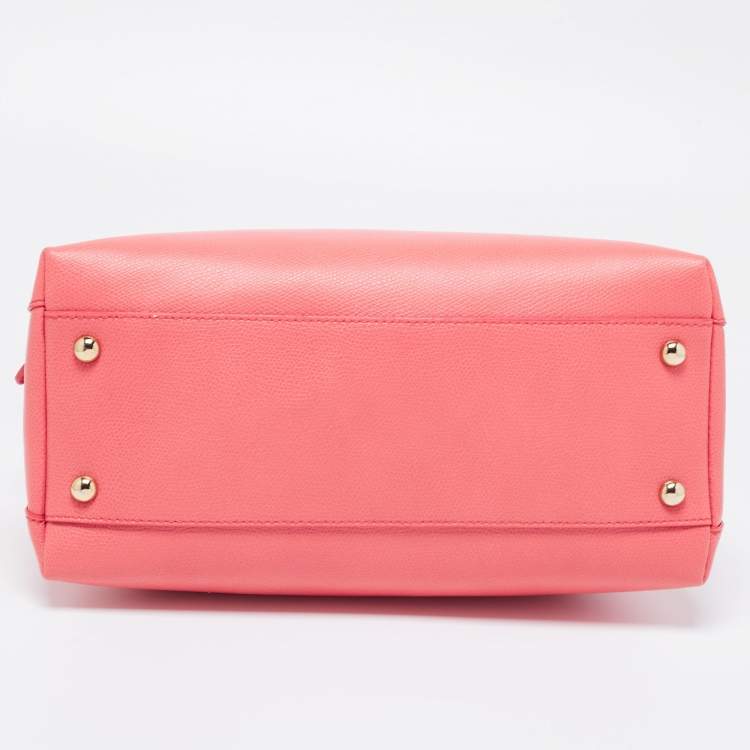 Pre Owned Furla Coral Pink Leather Piper Dome Satchel