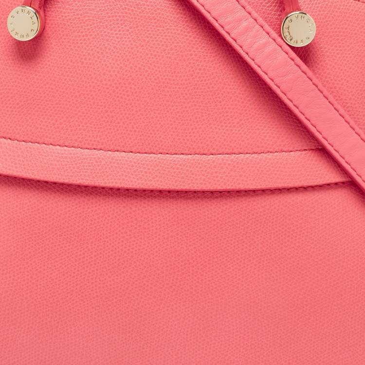 Pre Owned Furla Coral Pink Leather Piper Dome Satchel