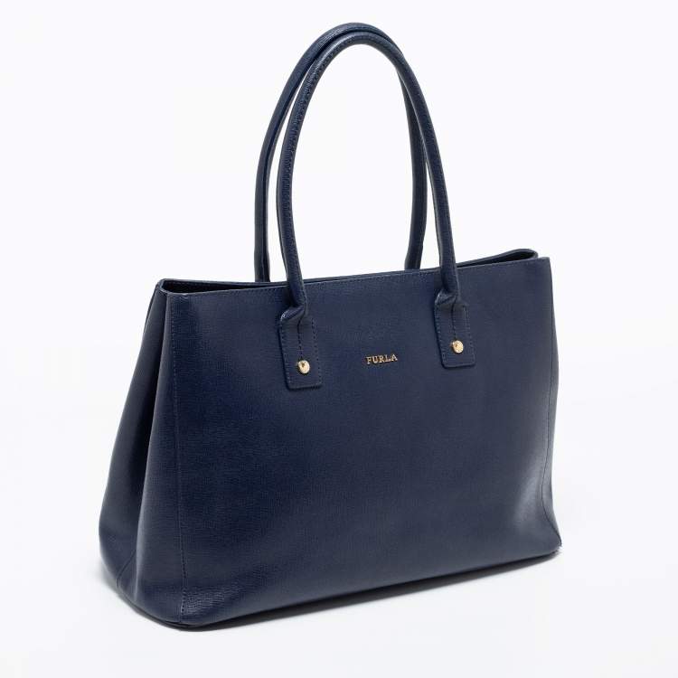Pre Owned Furla Blue Leather Linda Tote