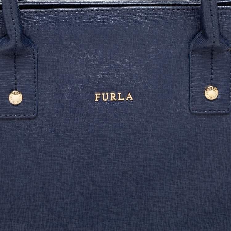 Pre Owned Furla Blue Leather Linda Tote