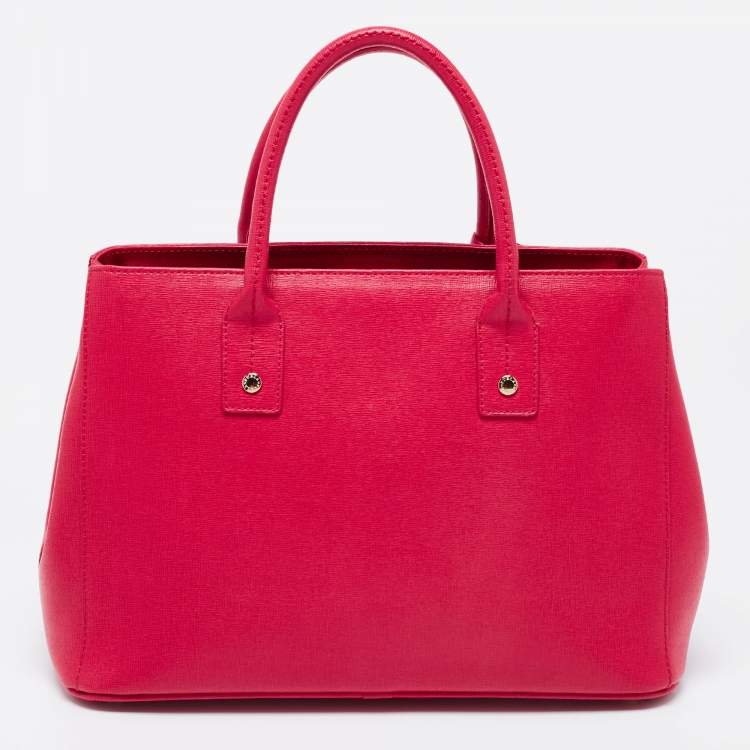 Pre Owned Furla Fushcia Leather Linda Tote