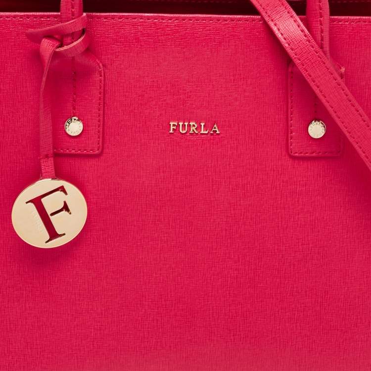 Pre Owned Furla Fushcia Leather Linda Tote