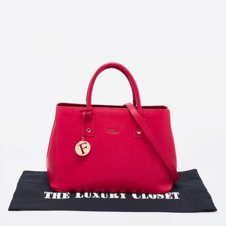 Pre Owned Furla Fushcia Leather Linda Tote
