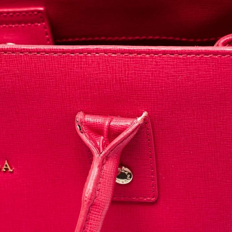 Pre Owned Furla Fushcia Leather Linda Tote