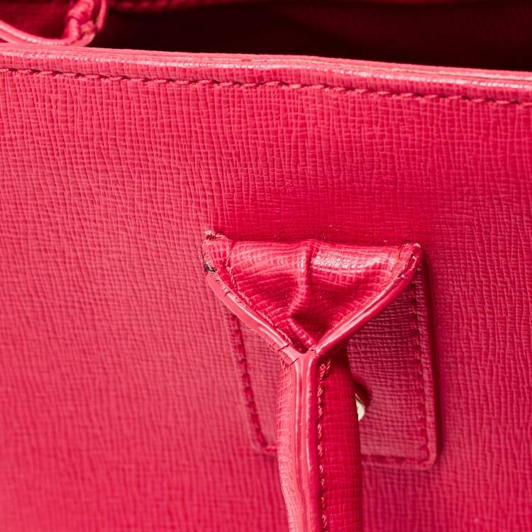 Pre Owned Furla Fushcia Leather Linda Tote