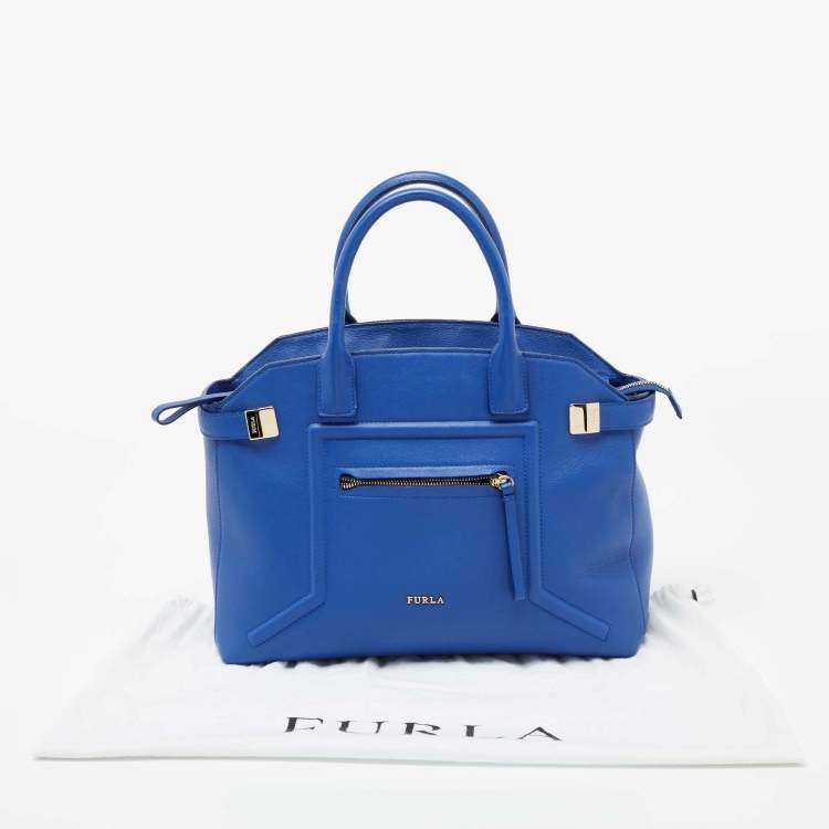 Pre Owned Furla Blue Leather Alice Satchel