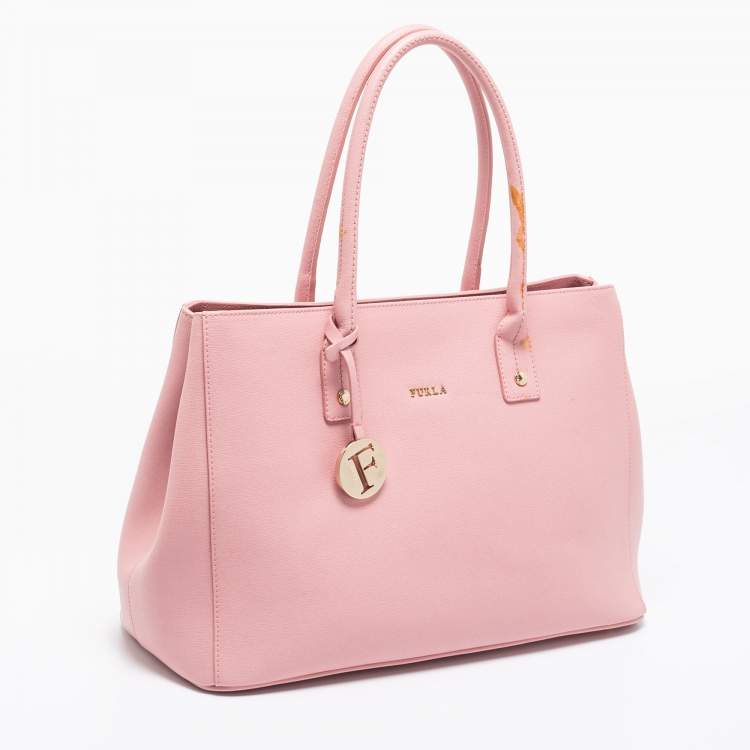 Pre Owned Furla Pink Leather Linda Tote