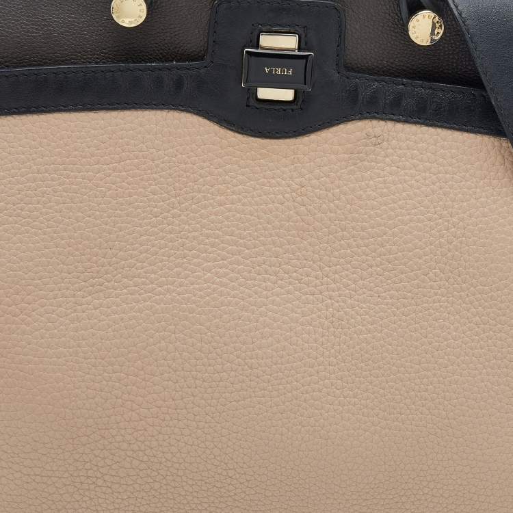 Pre Owned Furla Tricolor Leather Piper Top Handle Bag