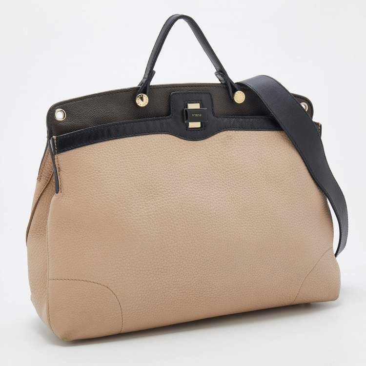 Pre Owned Furla Tricolor Leather Piper Top Handle Bag