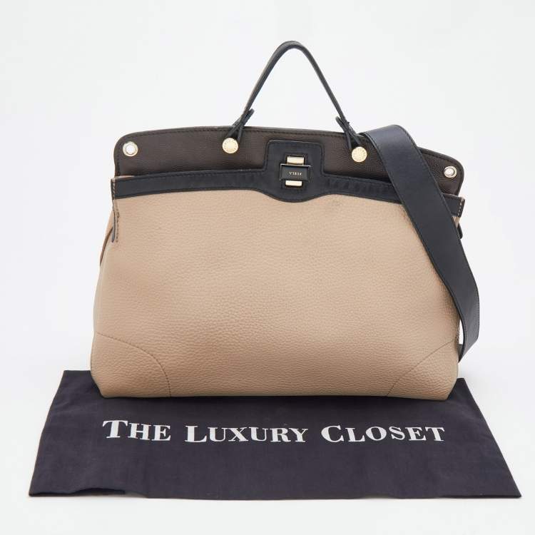 Pre Owned Furla Tricolor Leather Piper Top Handle Bag