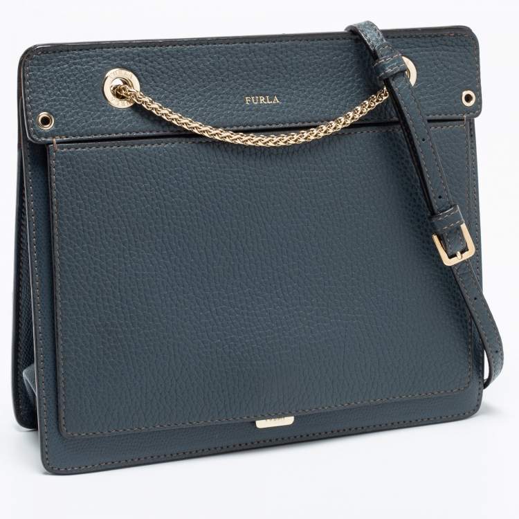 Pre Owned Furla Black Leather Small Crossbody Bag