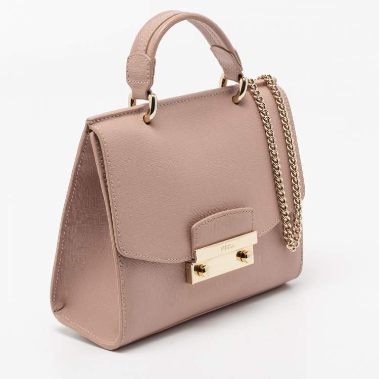 Pre Owned Furla Pink Leather Metropolis Top Handle Bag