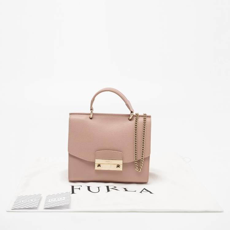 Pre Owned Furla Pink Leather Metropolis Top Handle Bag