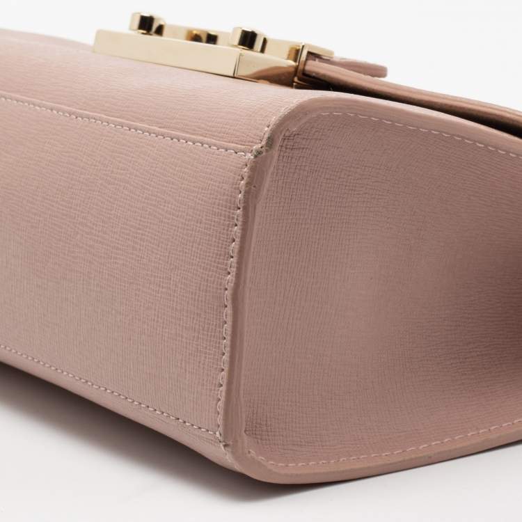 Pre Owned Furla Pink Leather Metropolis Top Handle Bag