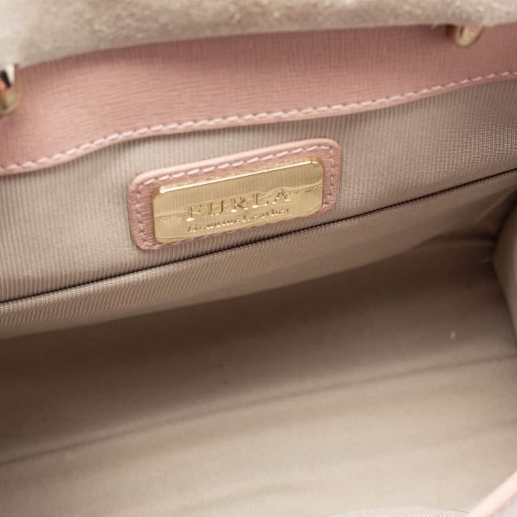 Pre Owned Furla Pink Leather Metropolis Top Handle Bag