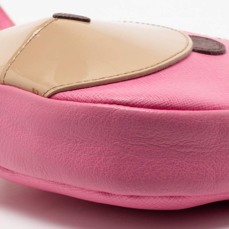 مملو�كة مسبقًا Furla Pink Leather Teddy Face Crossbody Bag