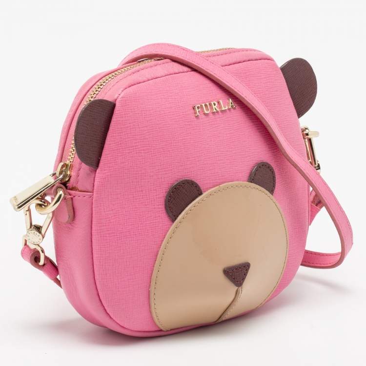 مملوكة مسبقًا Furla Pink Leather Teddy Face Crossbody Bag