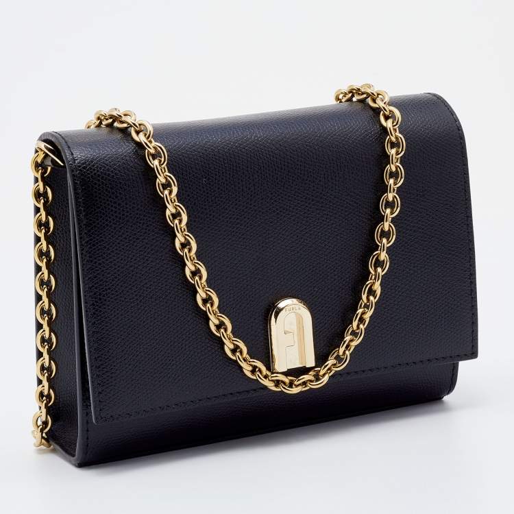Pre Owned Furla Black Leather Mini 1927 Nero Crossbody Bag
