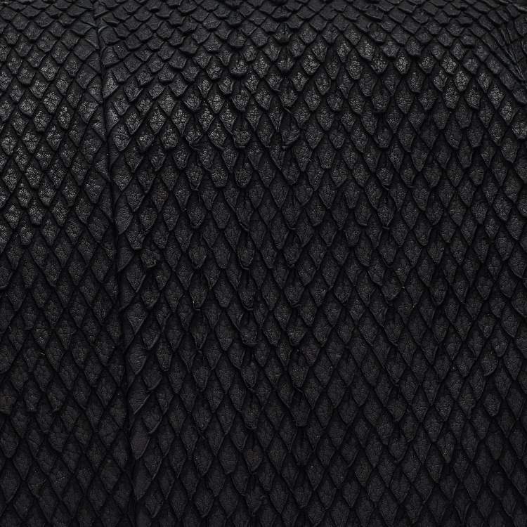 Pre Owned Furla Black Python Embossed Leather Hobo