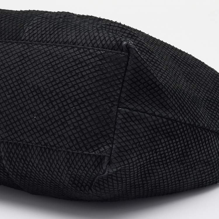 Pre Owned Furla Black Python Embossed Leather Hobo