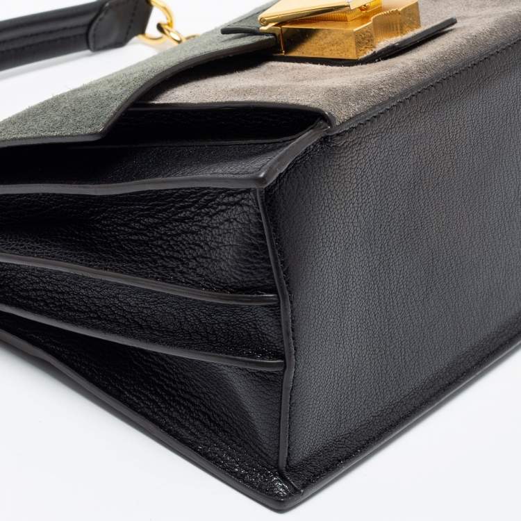 Pre Owned Furla Multicolor Suede and Leather Small Diva Top Handle Bag