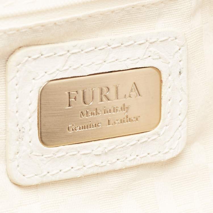 Pre Owned Furla Ivory Python Embossed Leather Hobo 