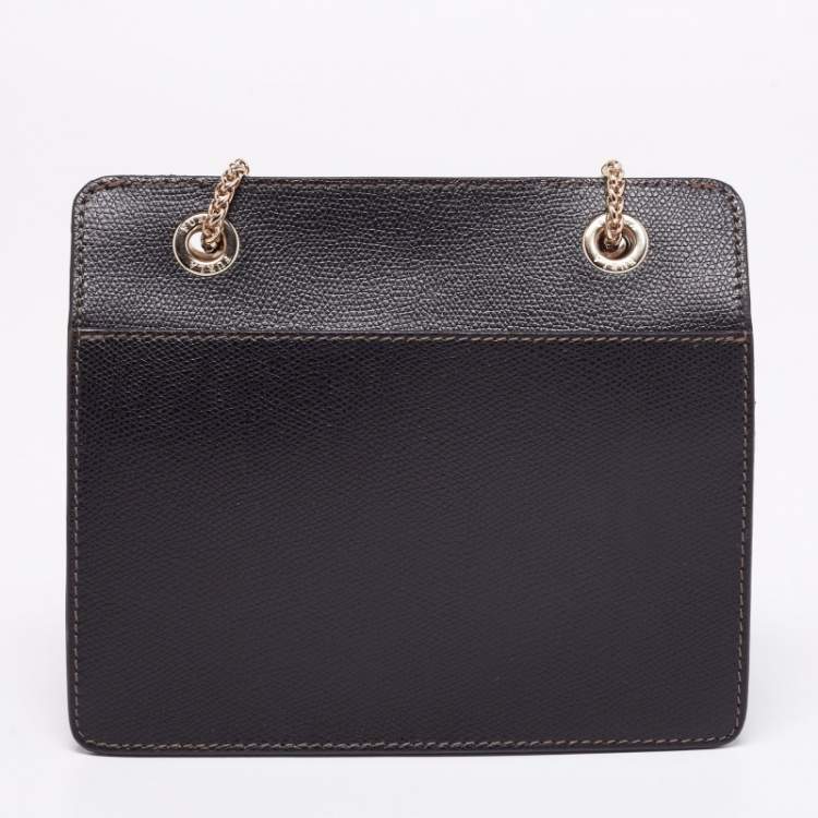 Pre Owned Furla Dark Brown Leather Mini Crossbody Bag