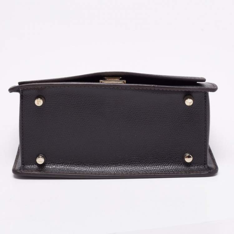 Pre Owned Furla Dark Brown Leather Mini Crossbody Bag