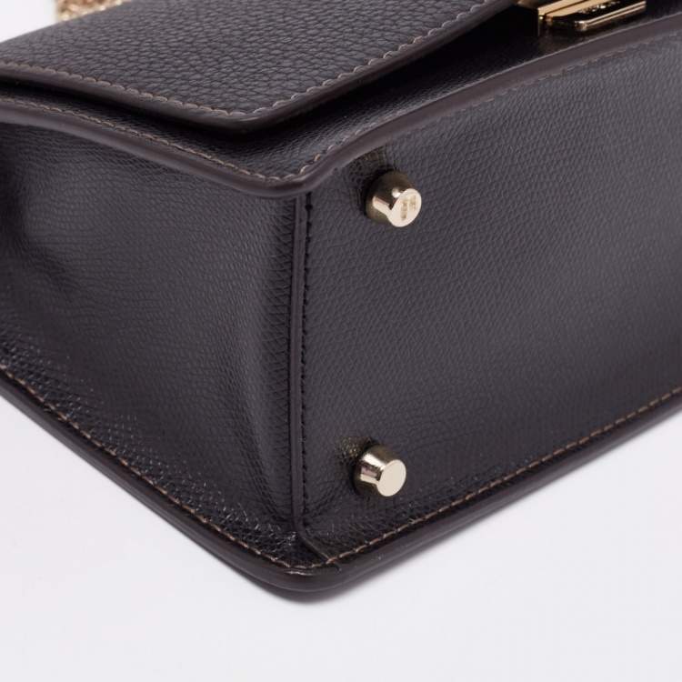 Pre Owned Furla Dark Brown Leather Mini Crossbody Bag