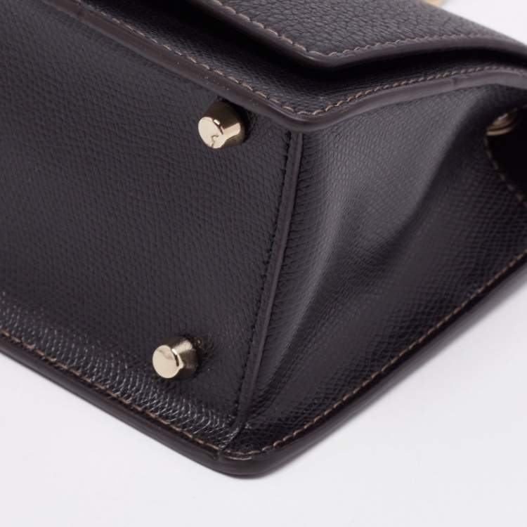 Pre Owned Furla Dark Brown Leather Mini Crossbody Bag