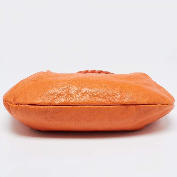 Pre Owned Furla Orange Leather Shoulder Bag