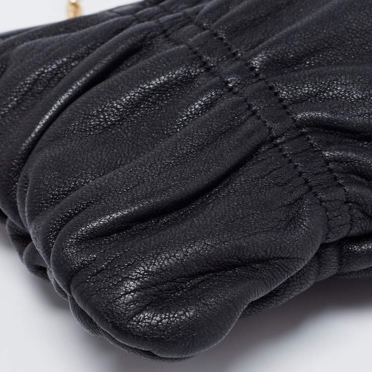 Pre Owned Furla Black Leather Chain Crossbody Bag