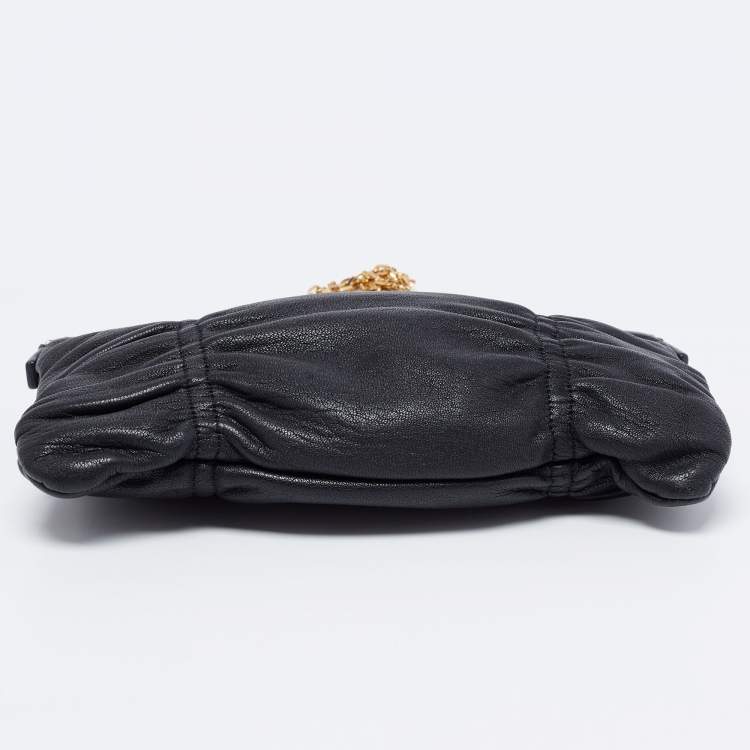 Pre Owned Furla Black Leather Chain Crossbody Bag